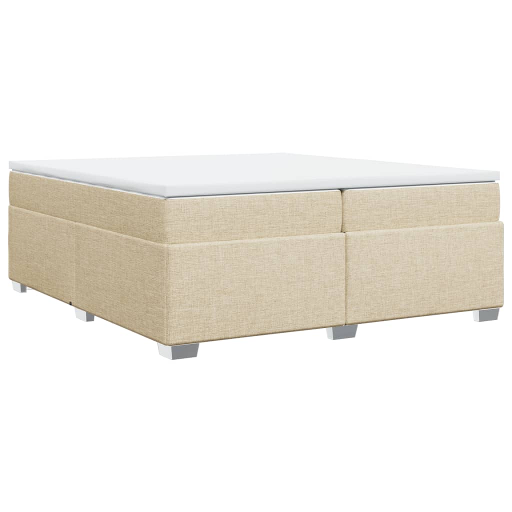 kontinentalseng med madras 200x200 cm stof cremefarvet