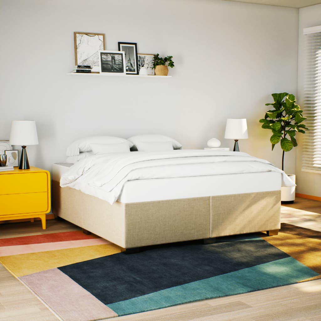 kontinentalseng med madras 200x200 cm stof cremefarvet