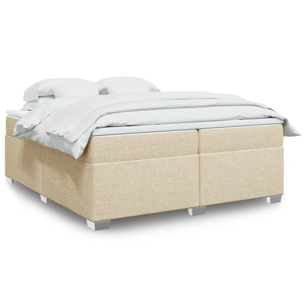 kontinentalseng med madras 200x200 cm stof cremefarvet