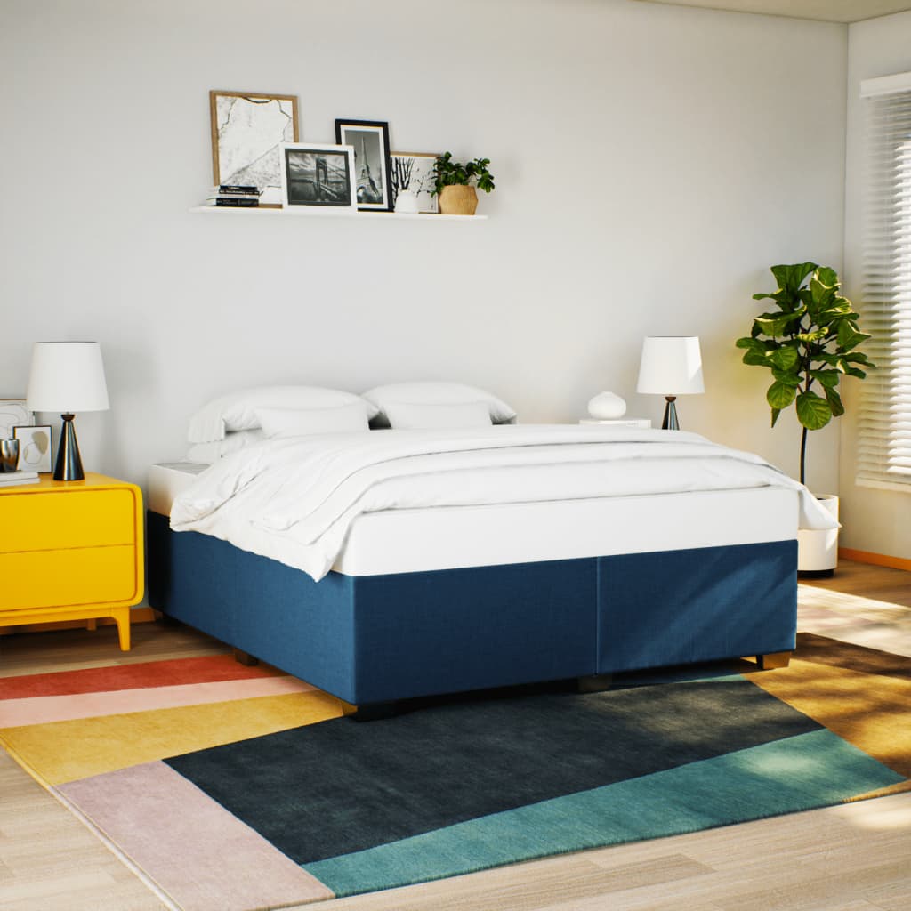 kontinentalseng med madras 200x200 cm stof blå