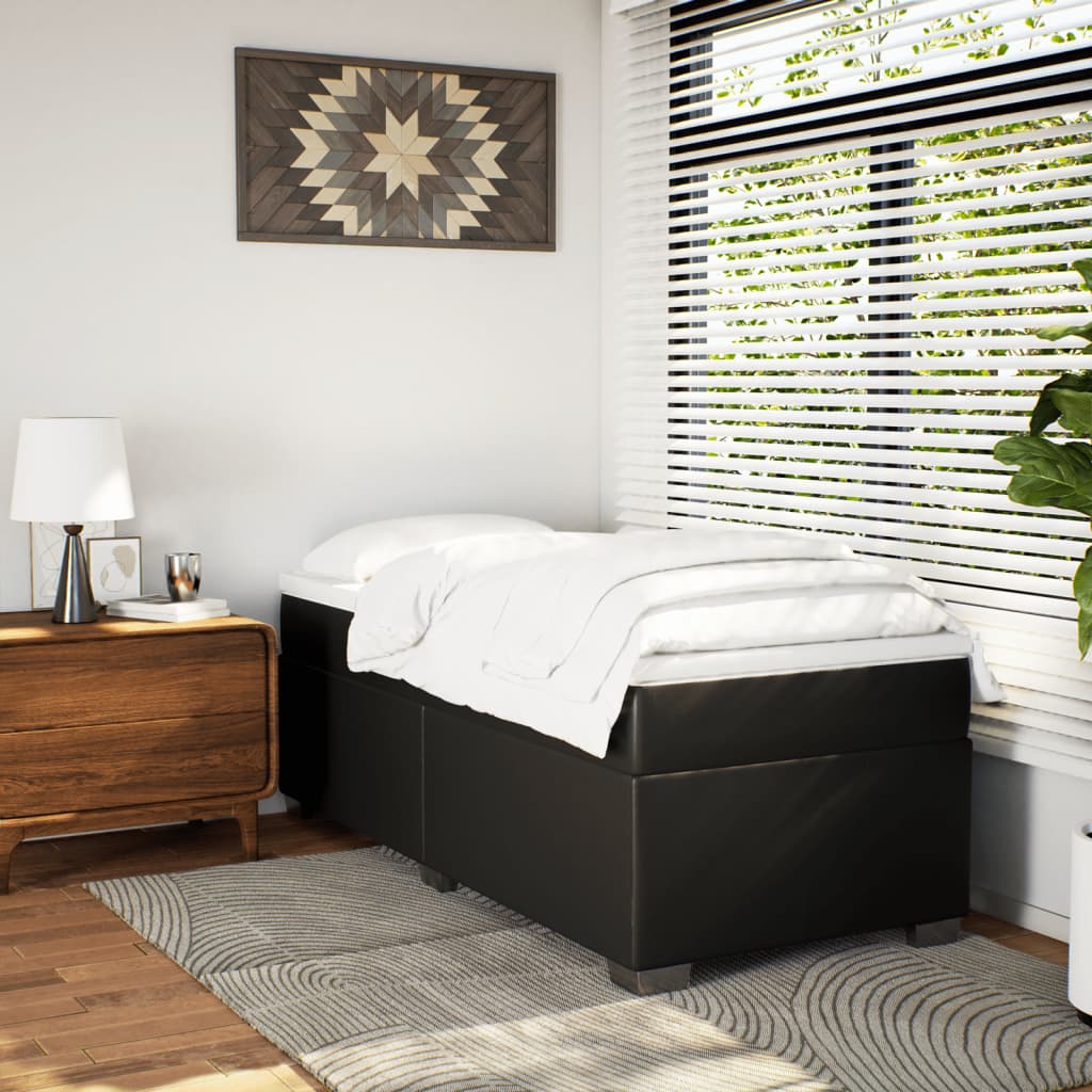 kontinentalseng med madras 100x200 cm kunstlæder sort
