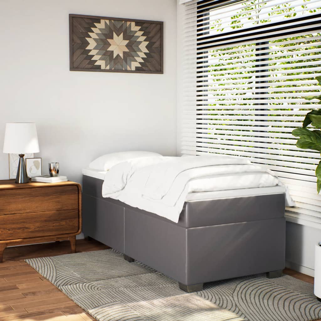 kontinentalseng med madras 100x200 cm kunstlæder grå