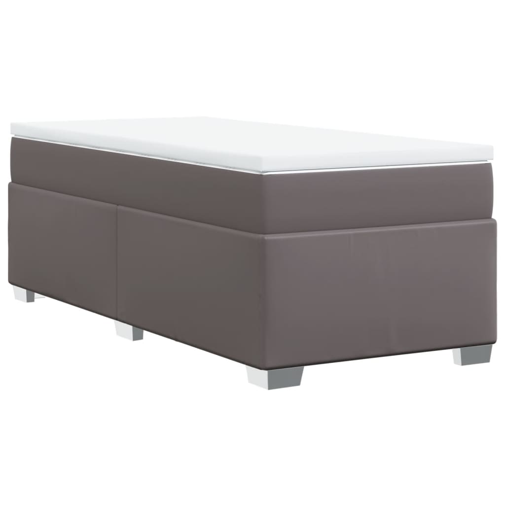 kontinentalseng med madras 100x200 cm kunstlæder grå