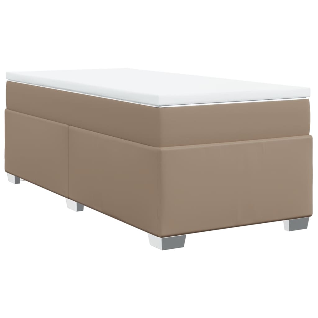 kontinentalseng 100x200 cm kunstlæder cappuccinofarvet