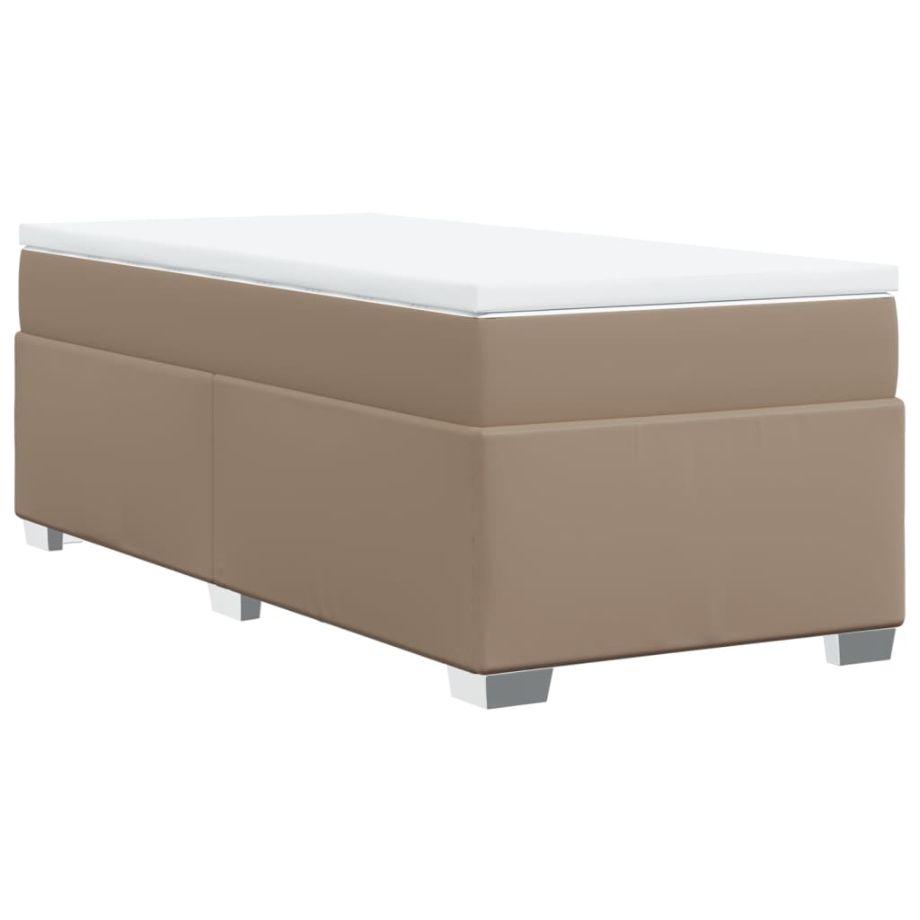 kontinentalseng 100x200 cm kunstlæder cappuccinofarvet