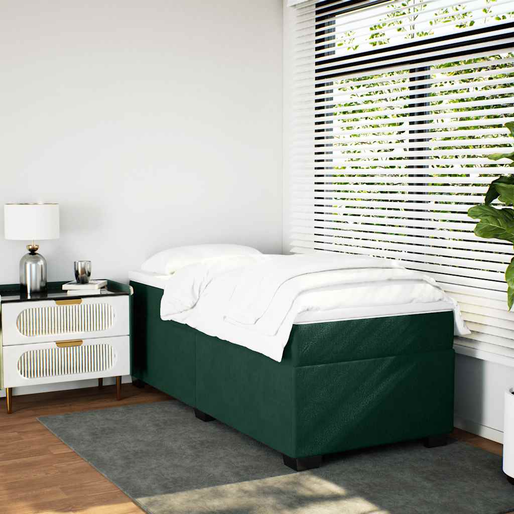 kontinentalseng med madras 90x190 cm fløjl mørkegrøn