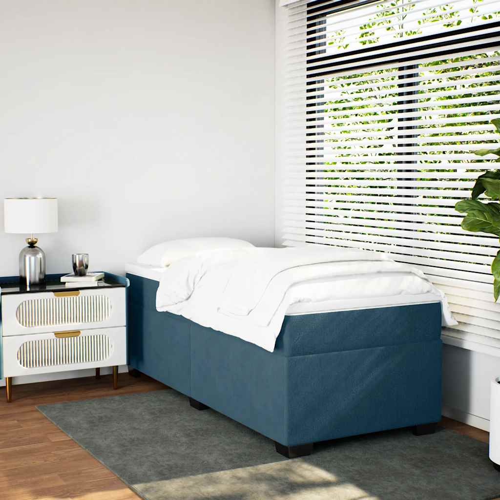 kontinentalseng med madras 90x190 cm fløjl mørkeblå