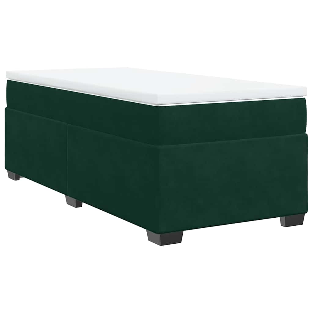 kontinentalseng med madras 90x200 cm fløjl mørkegrøn