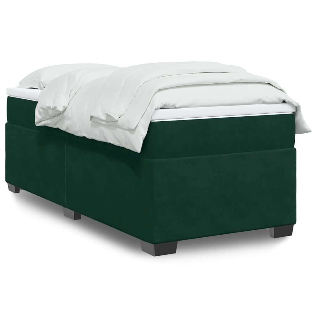 kontinentalseng med madras 90x200 cm fløjl mørkegrøn