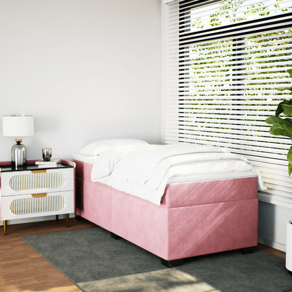 kontinentalseng med madras 100x200 cm fløjl lyserød