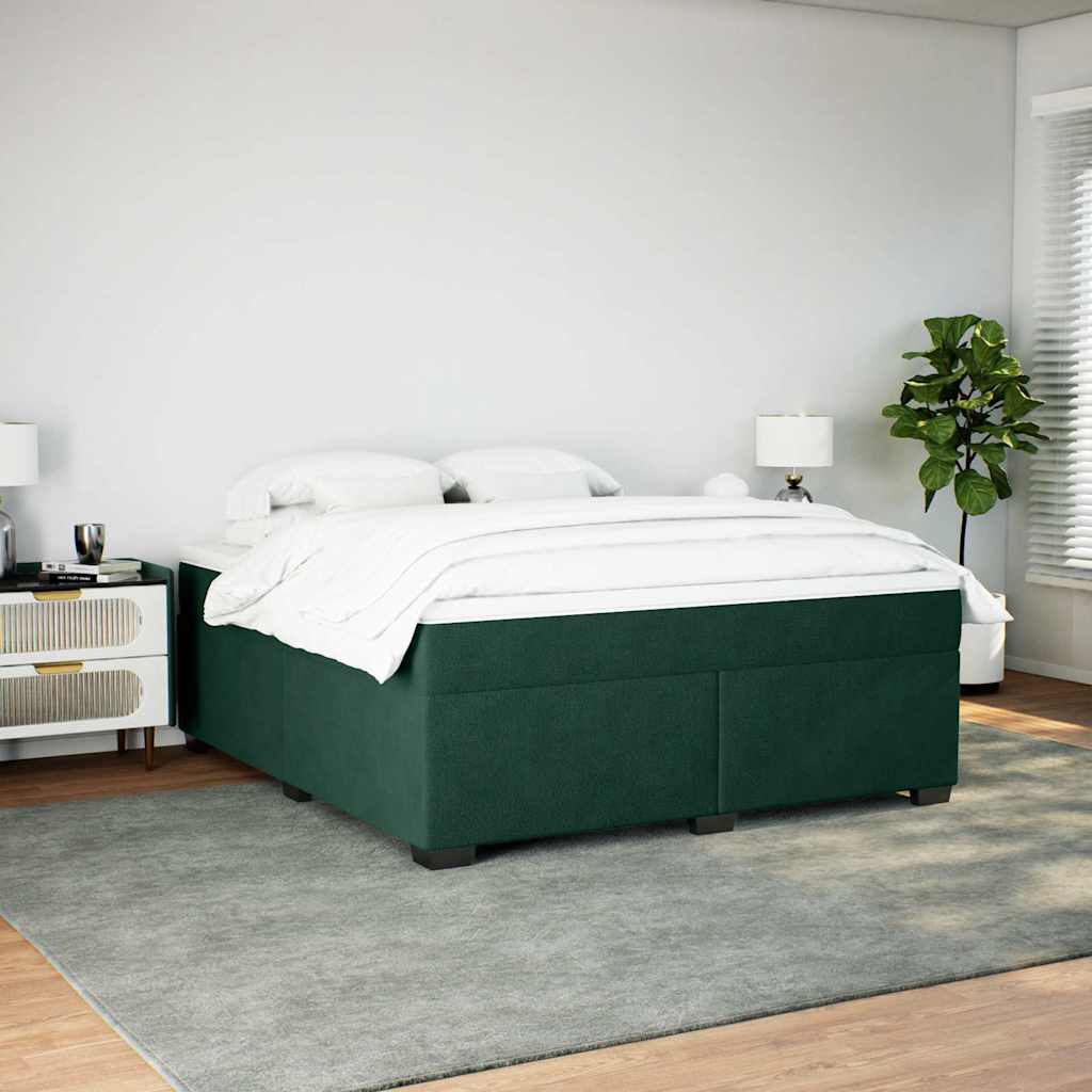 kontinentalseng med madras 180x200 cm fløjl mørkegrøn
