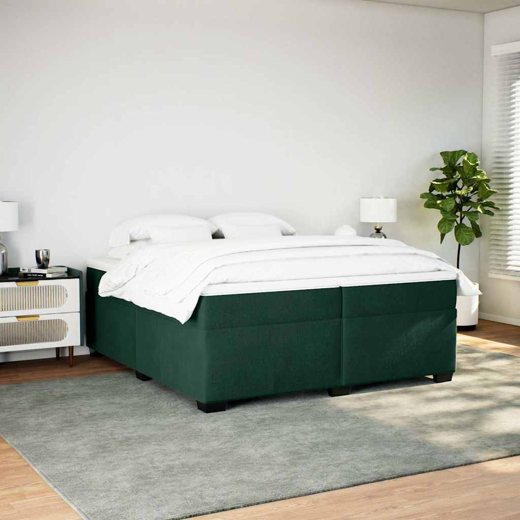 kontinentalseng med madras 200x200 cm fløjl mørkegrøn