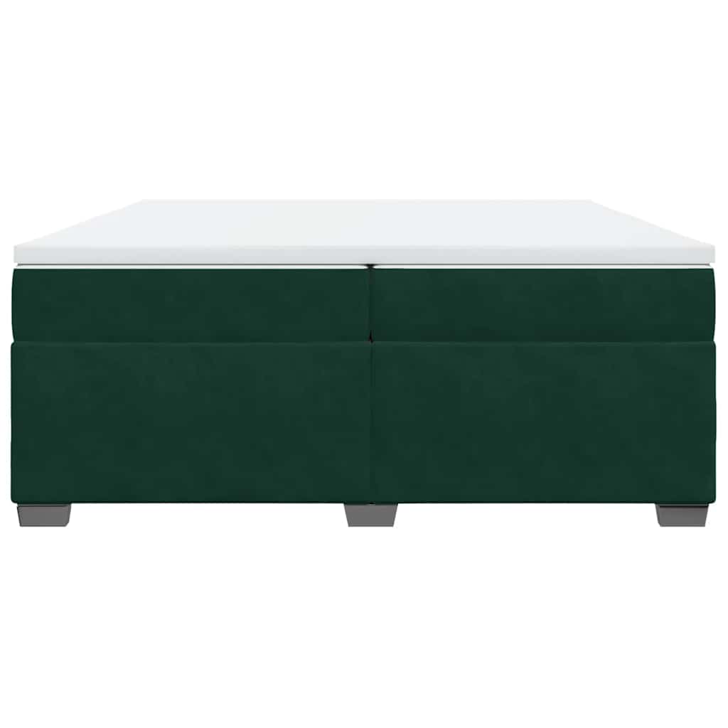 kontinentalseng med madras 200x200 cm fløjl mørkegrøn
