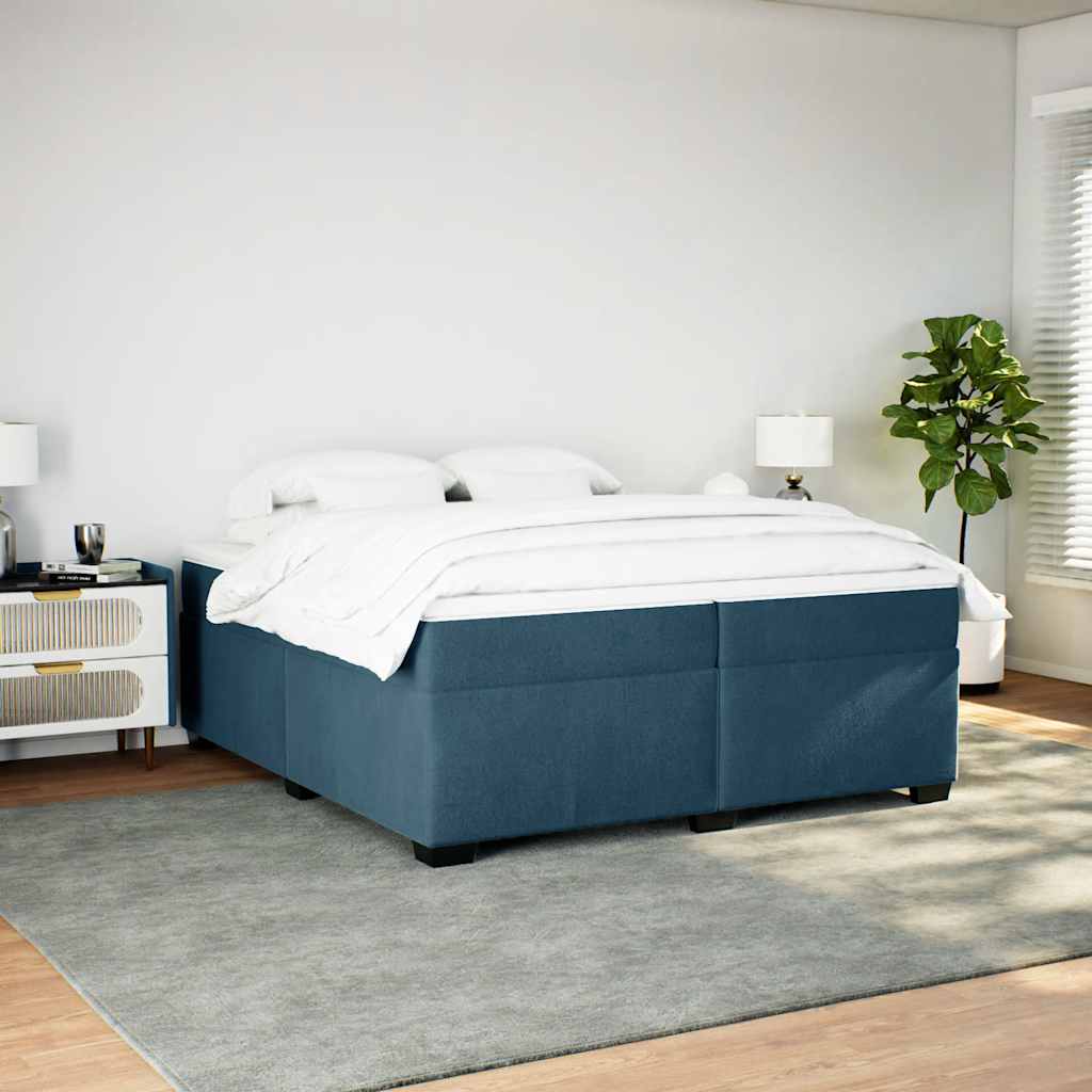 kontinentalseng med madras 200x200 cm fløjl mørkeblå