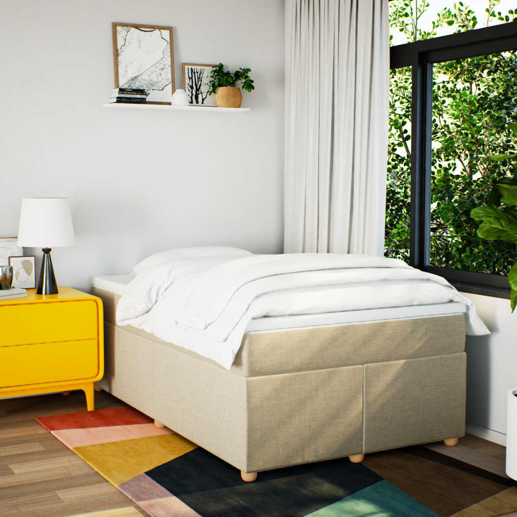 kontinentalseng med madras 120x190 cm stof cremefarvet