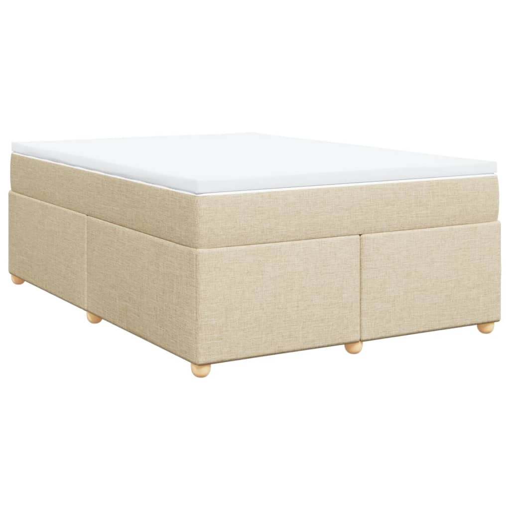 kontinentalseng med madras 140x190 cm stof cremefarvet