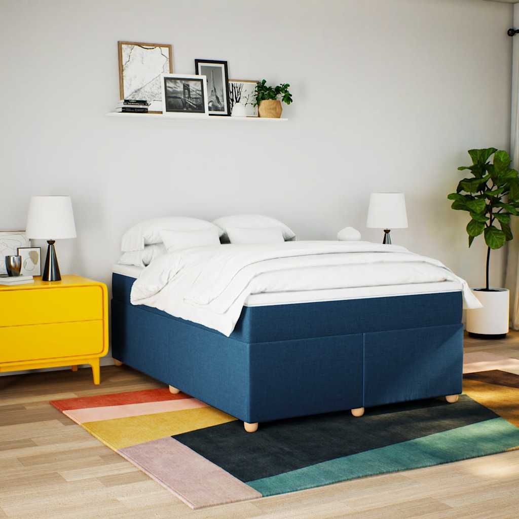 kontinentalseng med madras 140x190 cm stof blå