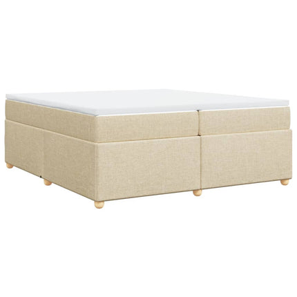kontinentalseng med madras 200x200 cm stof cremefarvet