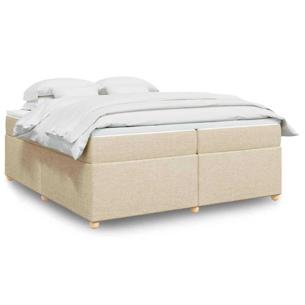 kontinentalseng med madras 200x200 cm stof cremefarvet
