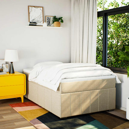 kontinentalseng med madras 120x190 cm stof cremefarvet