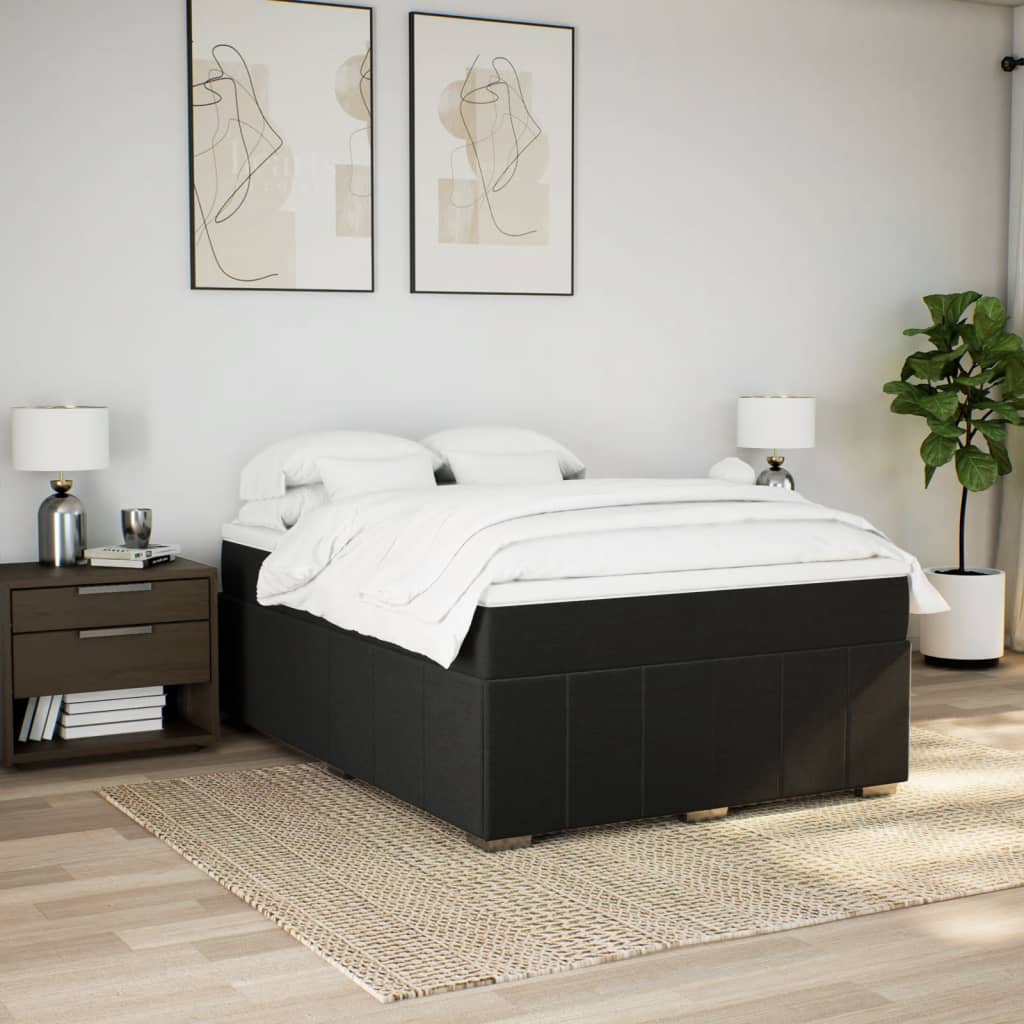 kontinentalseng med madras 140x190 cm stof sort