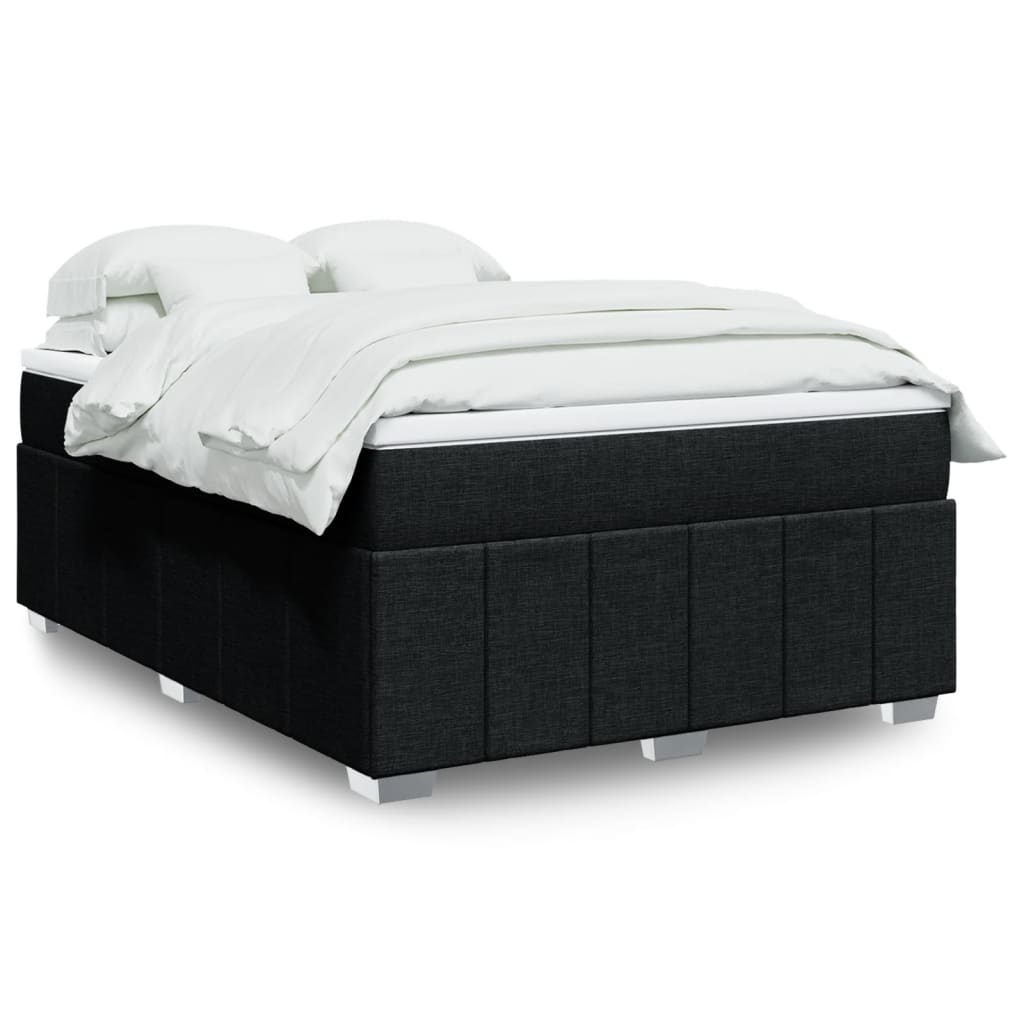 kontinentalseng med madras 140x190 cm stof sort