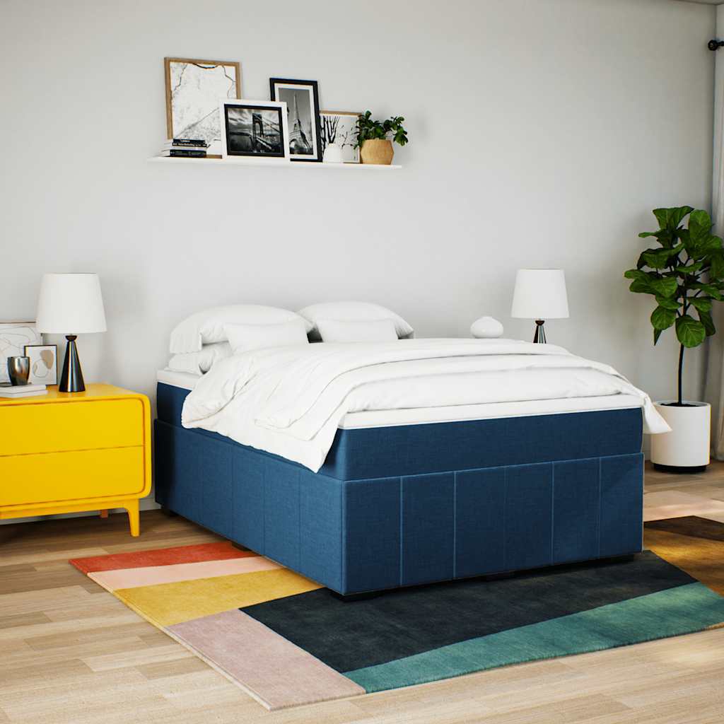 kontinentalseng med madras 140x190 cm stof blå