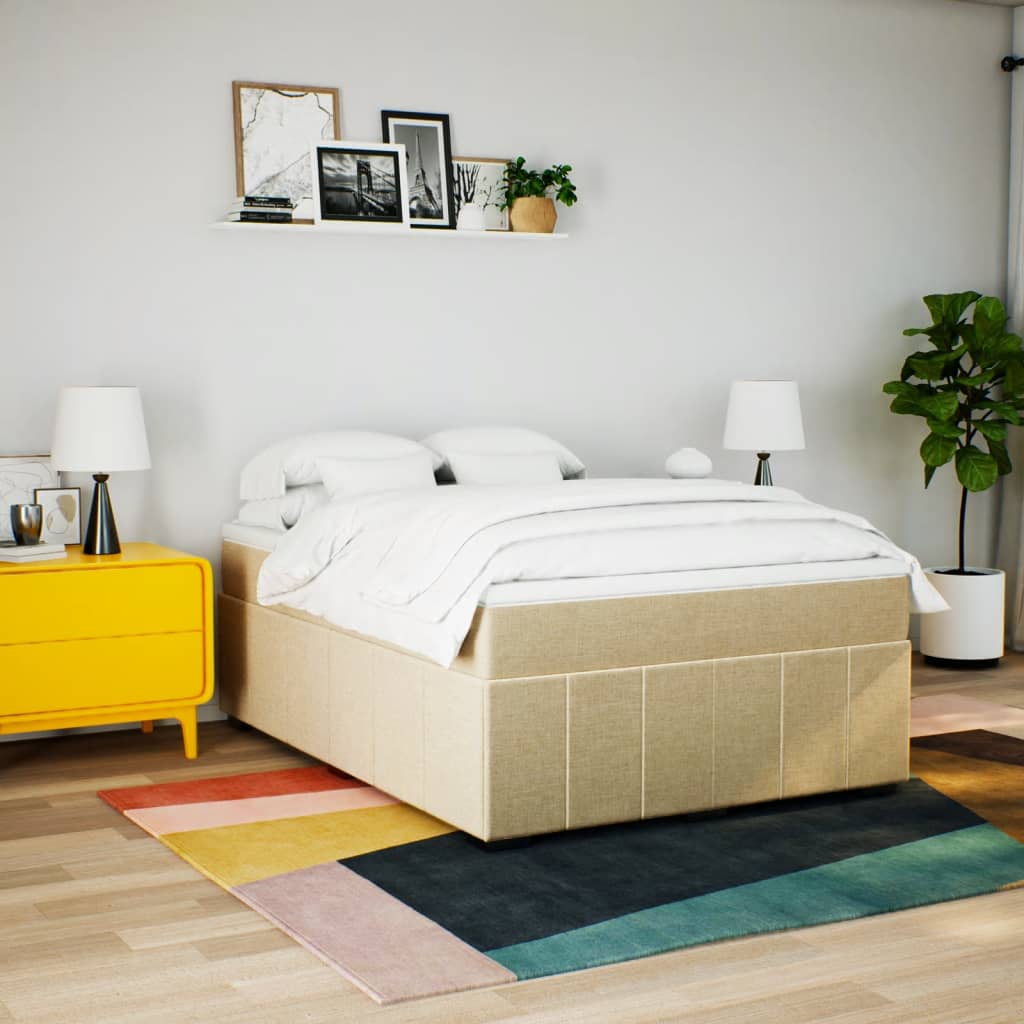kontinentalseng med madras 160x200 cm stof cremefarvet