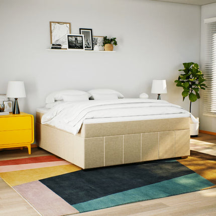 kontinentalseng med madras 180x200 cm stof cremefarvet