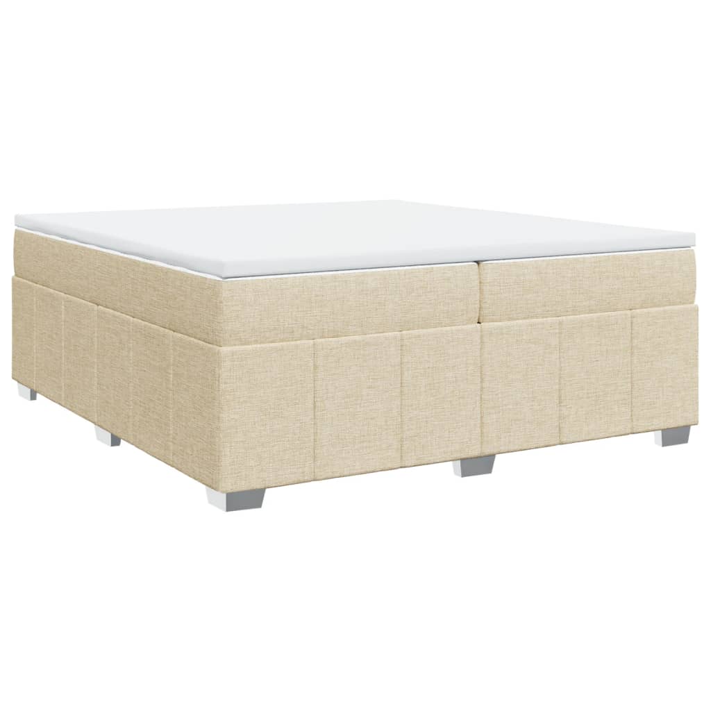 kontinentalseng med madras 200x200 cm stof cremefarvet