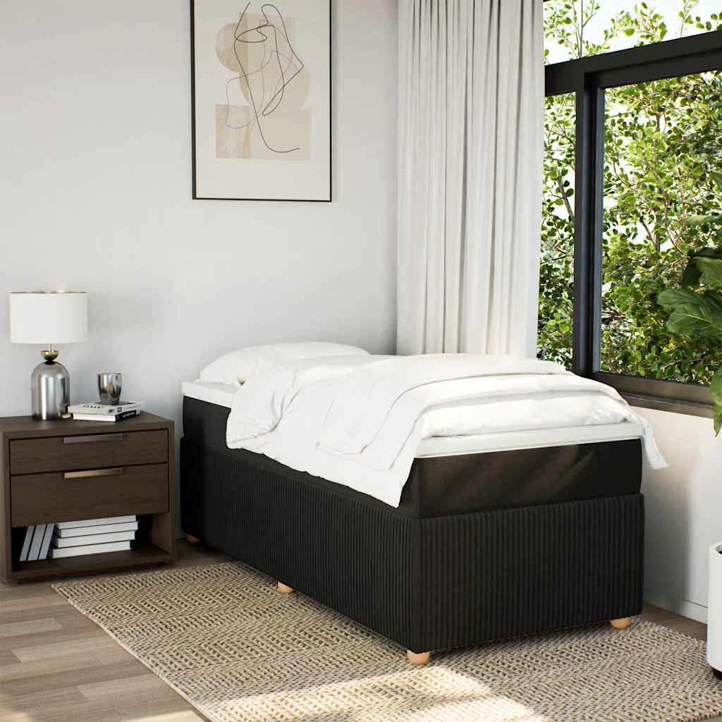 kontinentalseng med madras 80x200 cm stof sort
