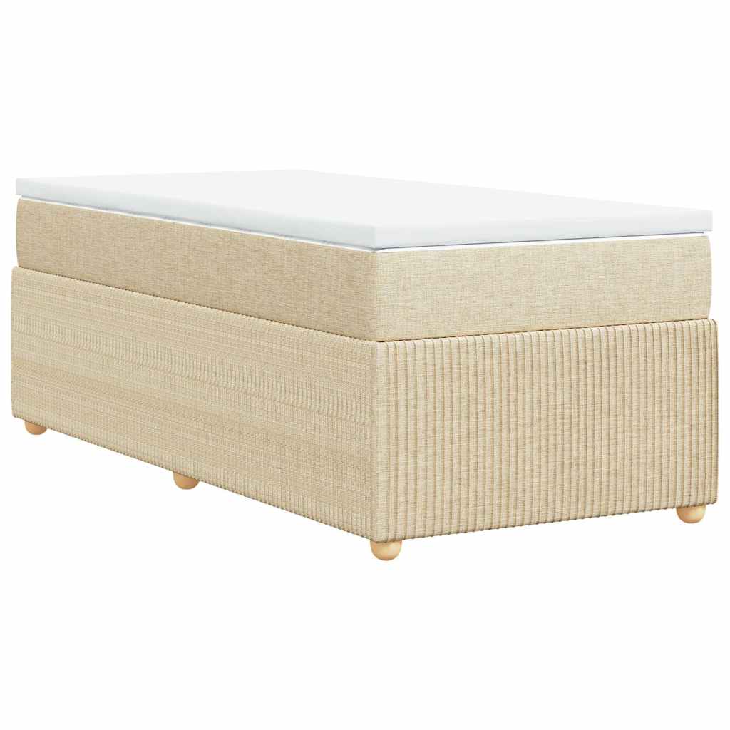 kontinentalseng med madras 80x200 cm stof cremefarvet