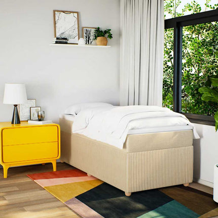 kontinentalseng med madras 90x190 cm stof cremefarvet