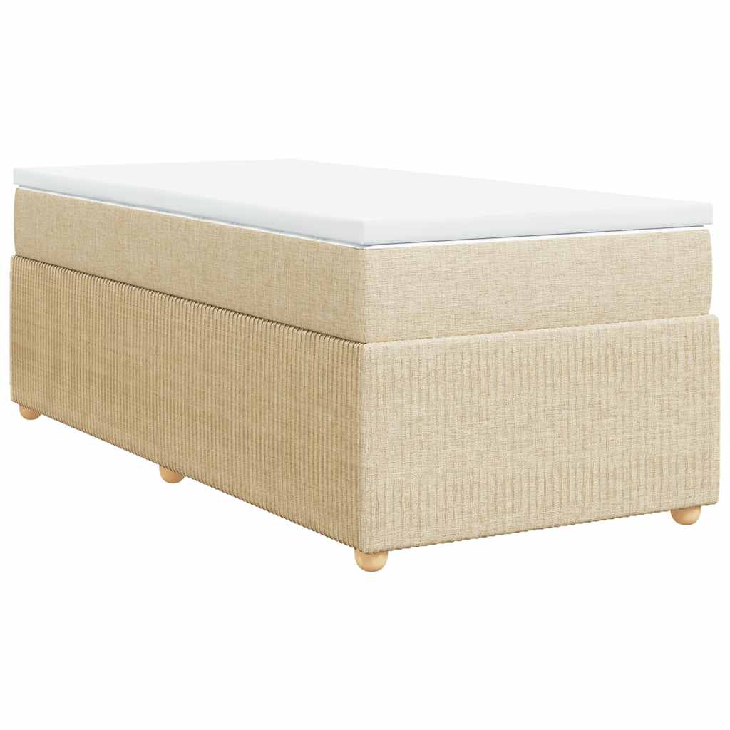 kontinentalseng med madras 90x200 cm stof cremefarvet
