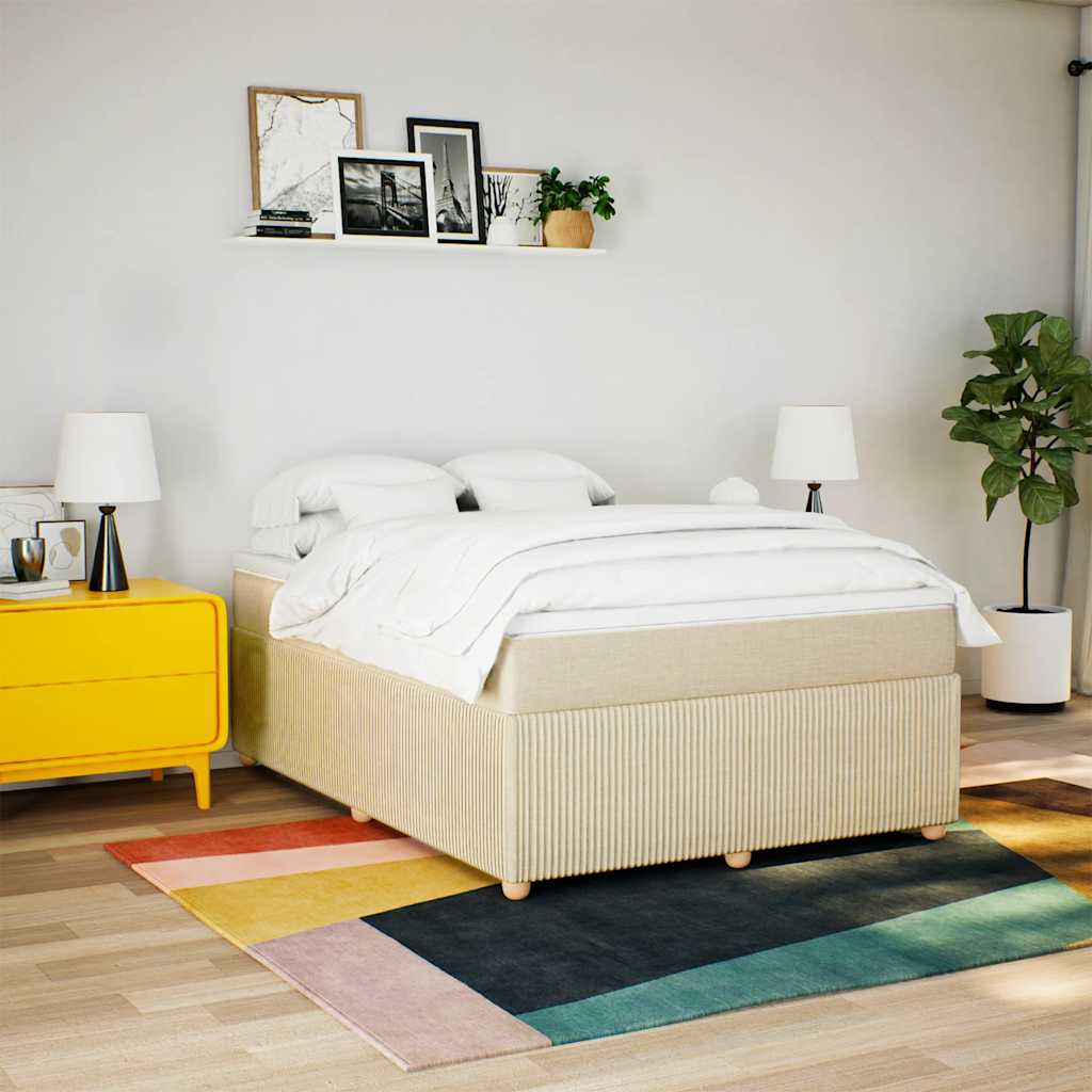 kontinentalseng med madras 140x190 cm stof cremefarvet