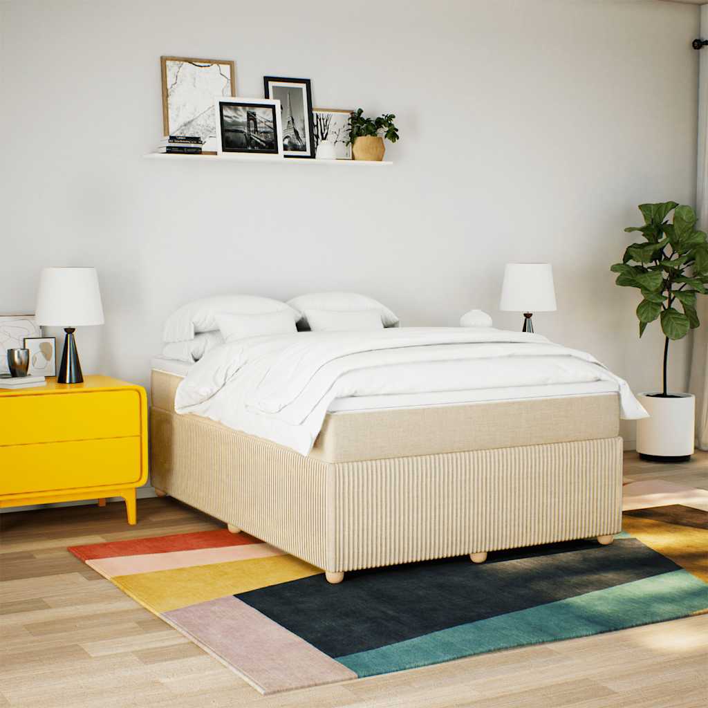 kontinentalseng med madras 160x200 cm stof cremefarvet