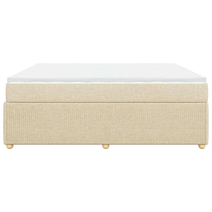 kontinentalseng med madras 200x200 cm stof cremefarvet