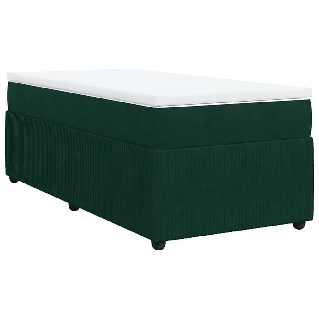 kontinentalseng med madras 90x190 cm fløjl mørkegrøn