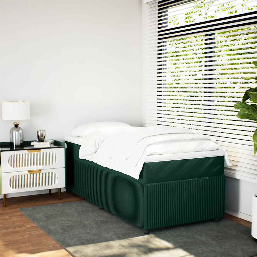 kontinentalseng med madras 90x190 cm fløjl mørkegrøn