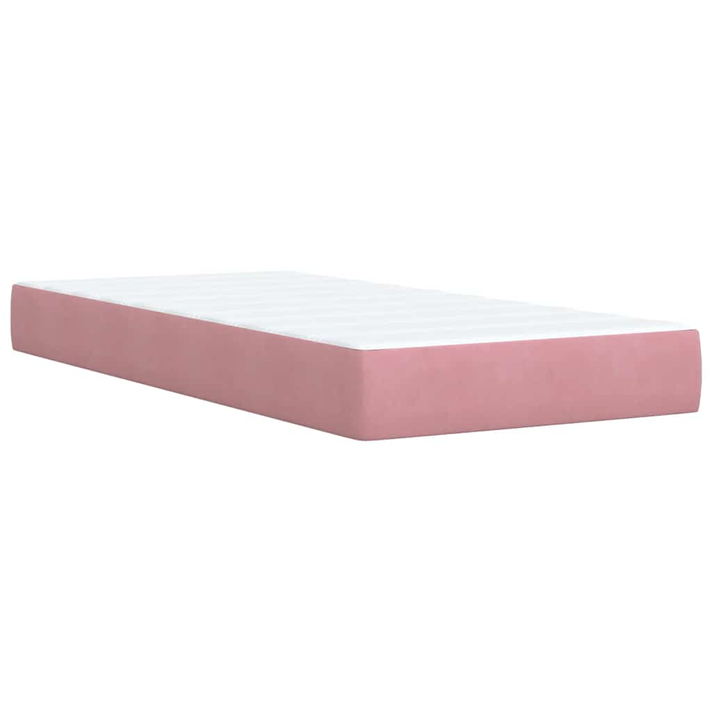kontinentalseng med madras 90x190 cm fløjl pink