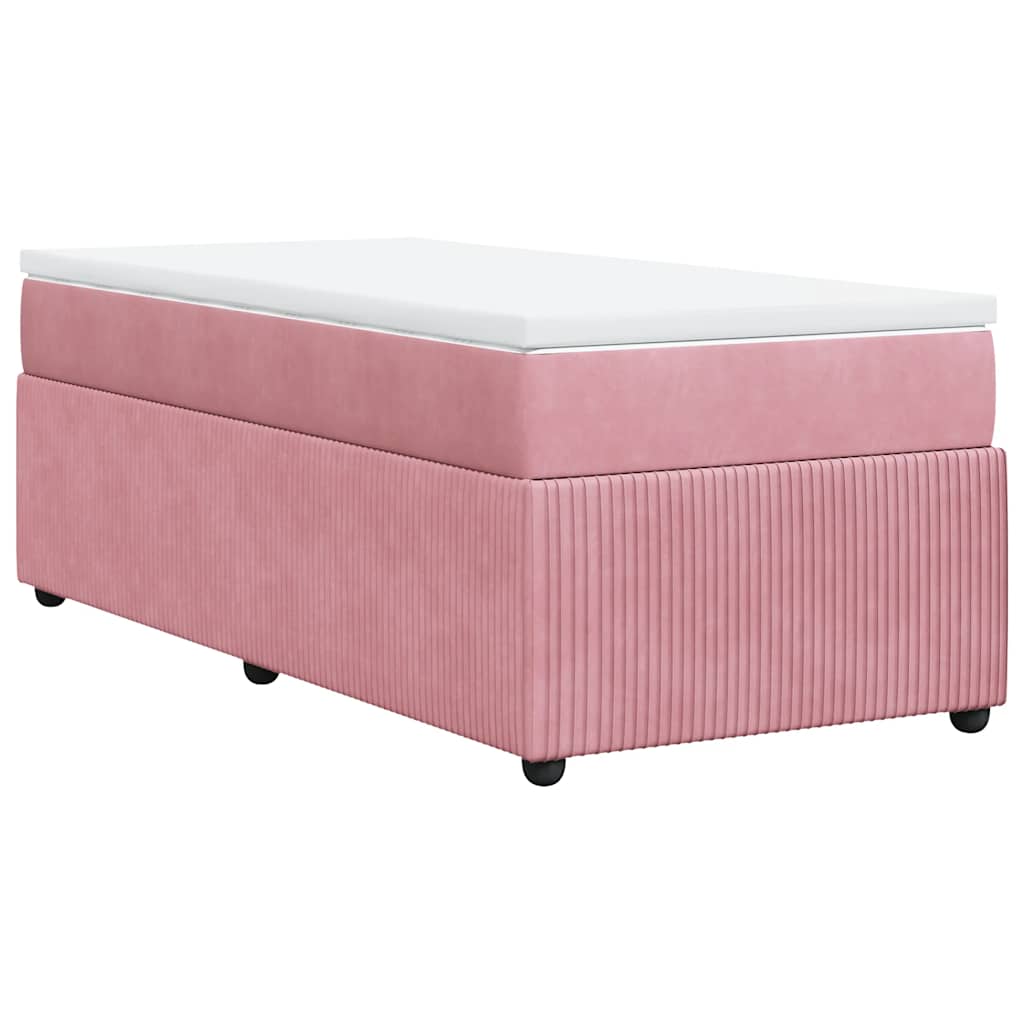 kontinentalseng med madras 90x190 cm fløjl pink