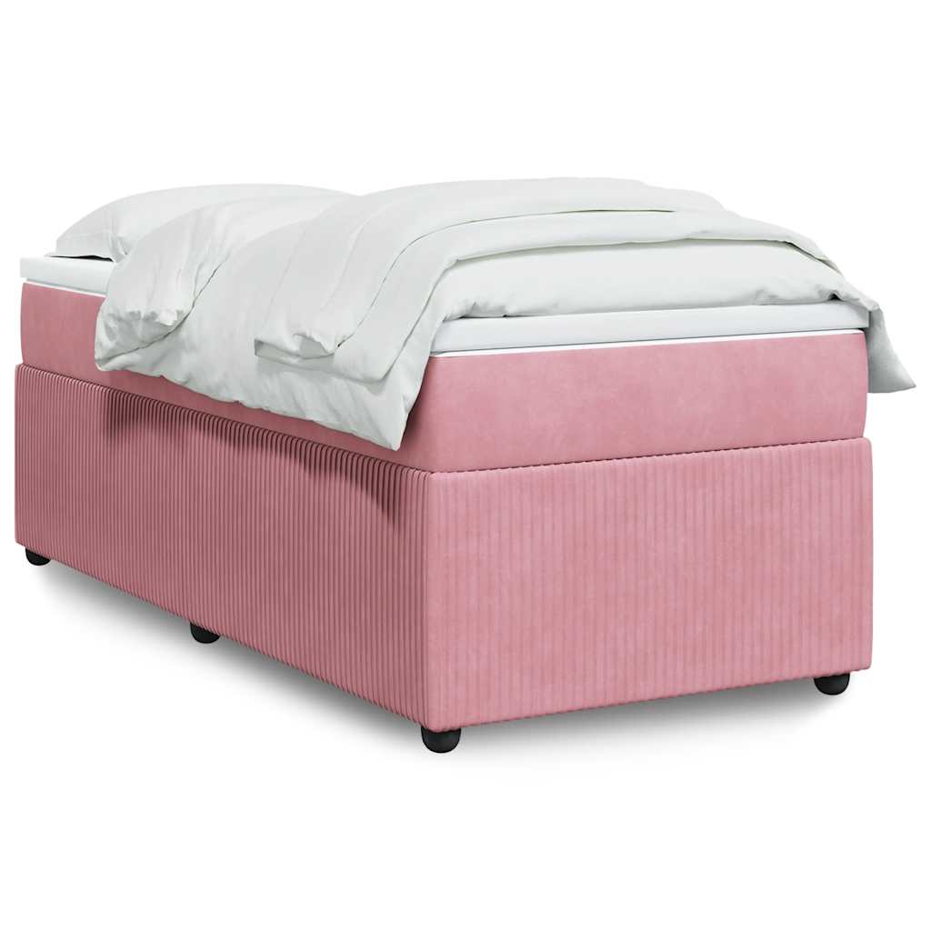 kontinentalseng med madras 90x190 cm fløjl pink