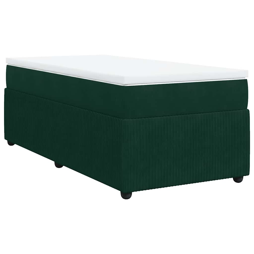 kontinentalseng med madras 90x200 cm fløjl mørkegrøn