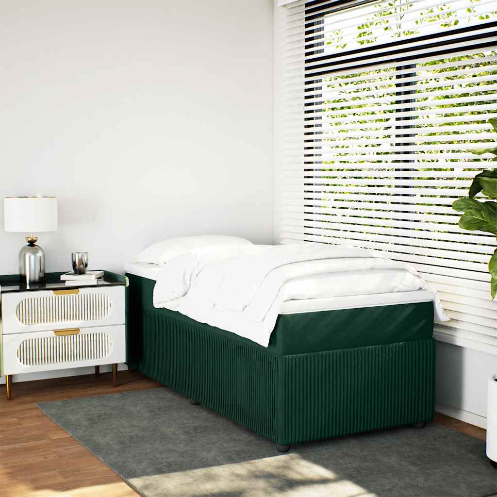 kontinentalseng med madras 90x200 cm fløjl mørkegrøn
