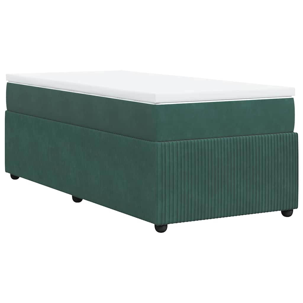 kontinentalseng med madras 90x200 cm fløjl mørkegrøn