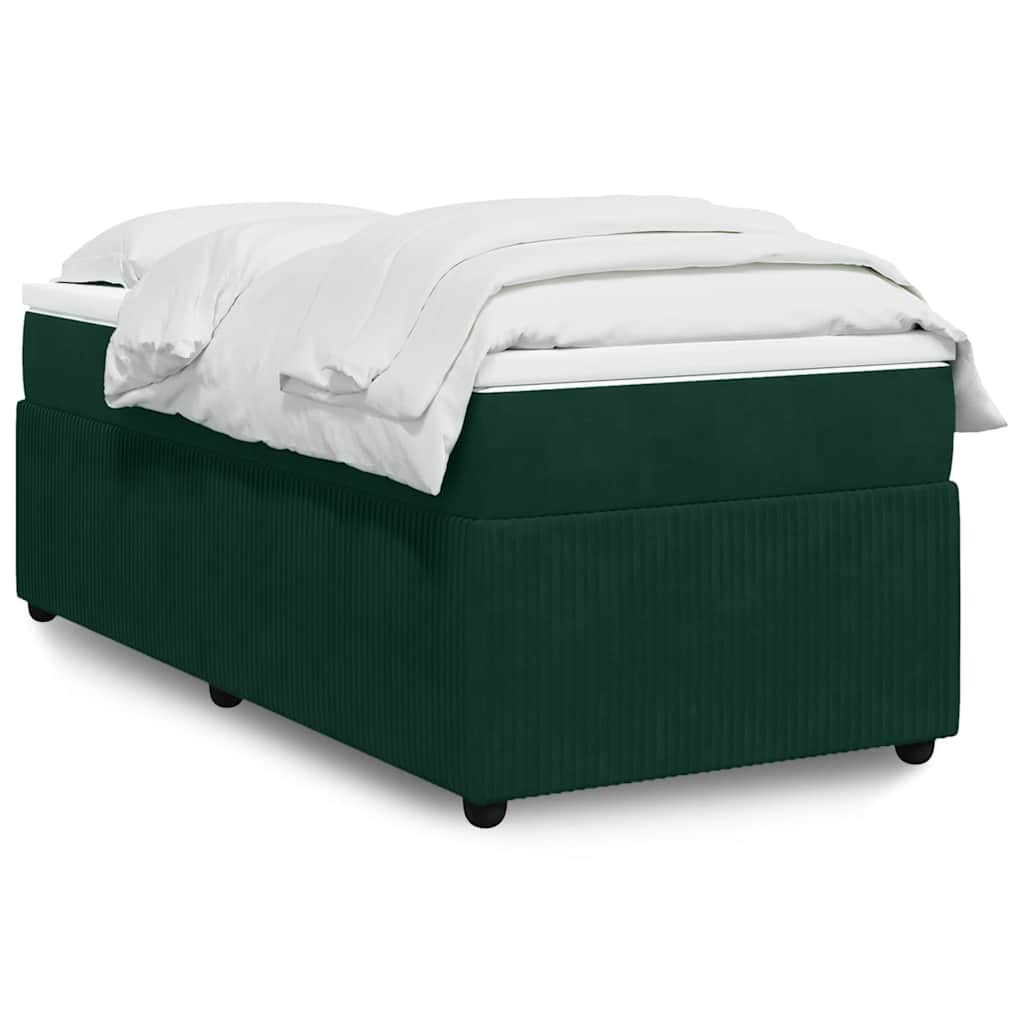 kontinentalseng med madras 90x200 cm fløjl mørkegrøn