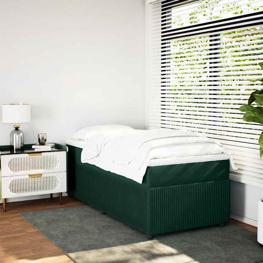 kontinentalseng med madras 100x200 cm fløjl mørkegrøn