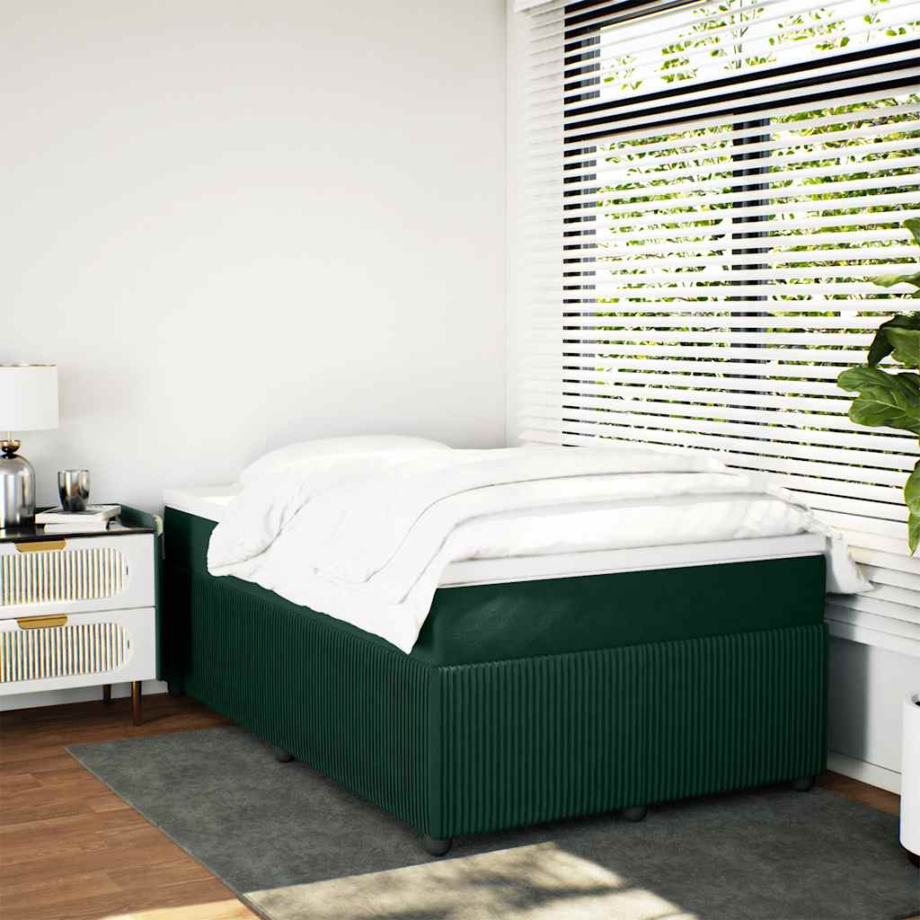 kontinentalseng med madras 120x190 cm velour mørkegrøn
