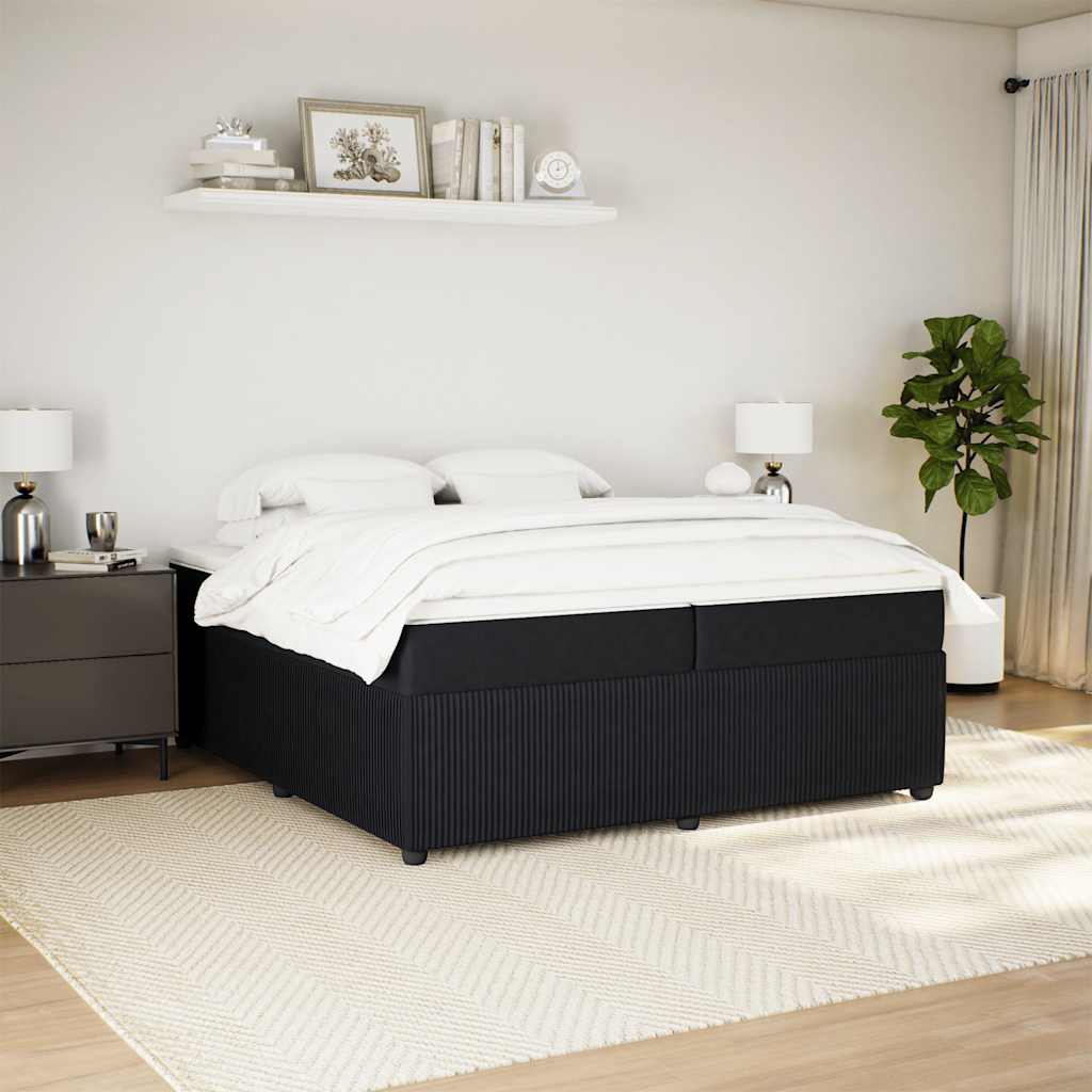 kontinentalseng med madras 200x200 cm fløjl sort