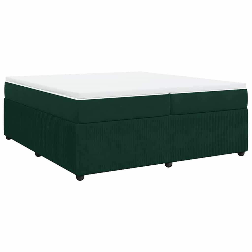 kontinentalseng med madras 200x200 cm fløjl mørkegrøn